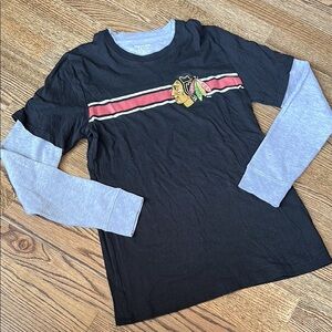 Kids Reebok Chicago Blackhawks Black and Gray Long Sleeve Shirt